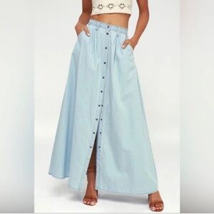 Pistola Baez Blue Chambray Maxi Skirt